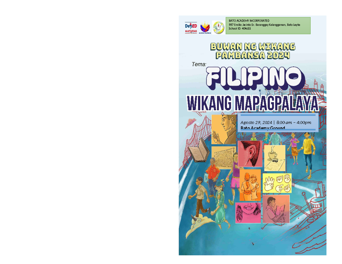 Buwan ng Wika program 2024 - BATO ACADEMY INCORPORATED 987 Emilio ...