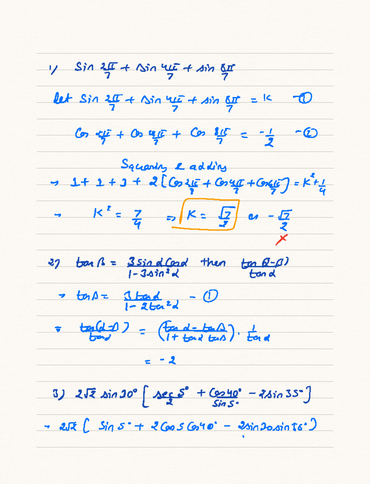 Trigonometry Problems 2022 - y sin 2ft sin 4ft sing let sin 2ft sin 4ft ...