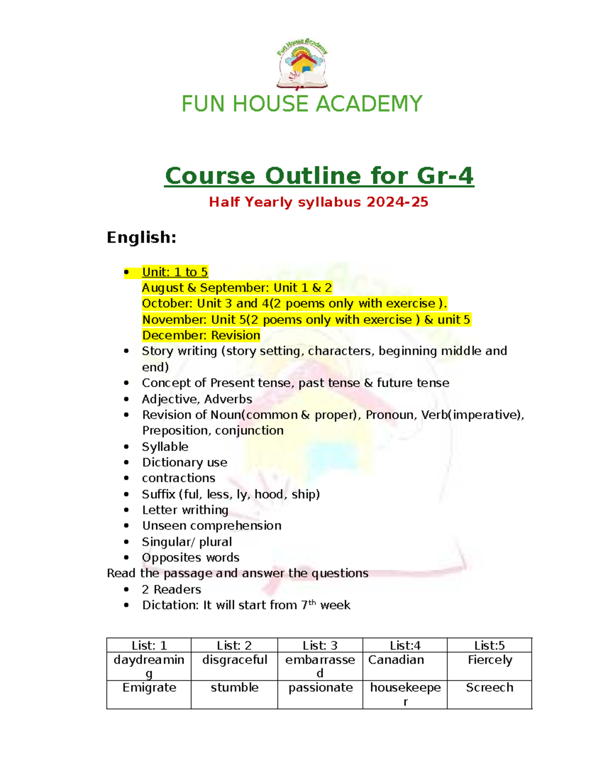 Final Term Course Outline for Gr-4: English, Math, Science & More - Studocu