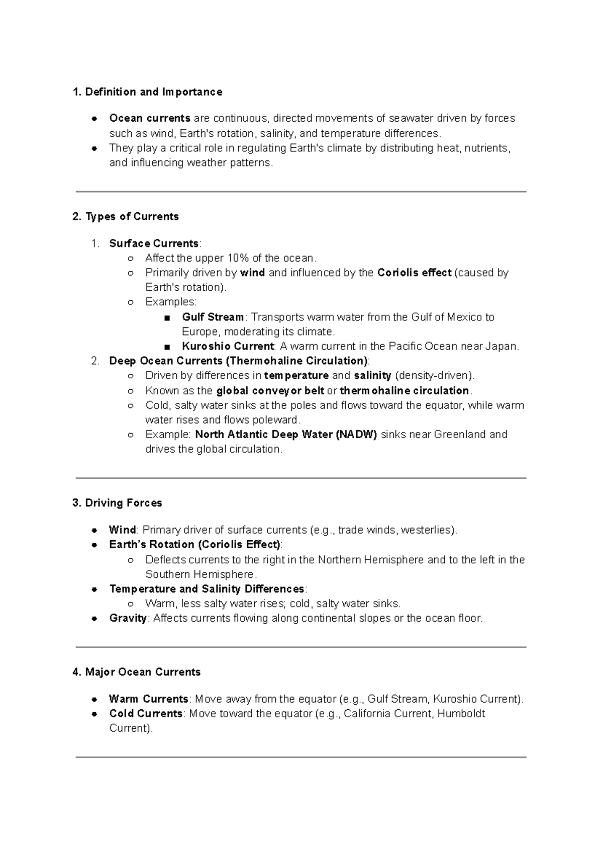 Ocean and Global currents - Definition and Importance Ocean currents ...