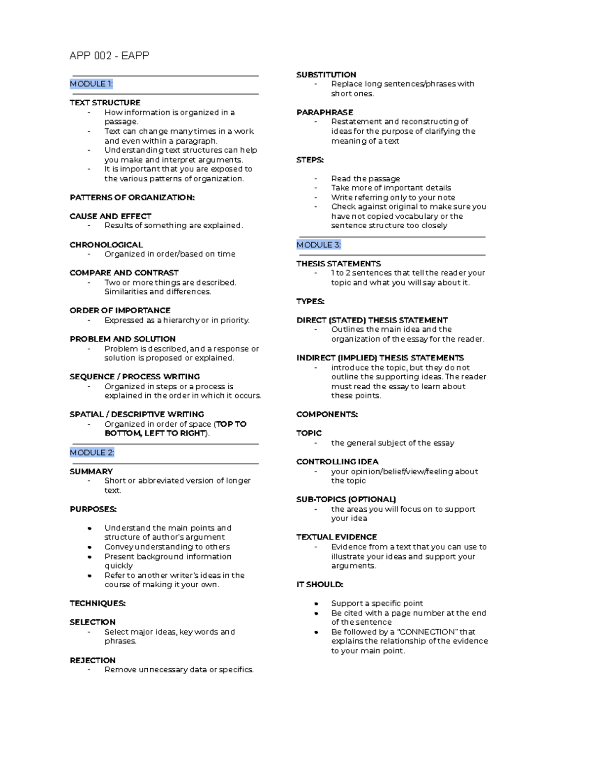 APP 002 - EAPP (A.T. 1) - Comprehensive Study Guide - Studocu