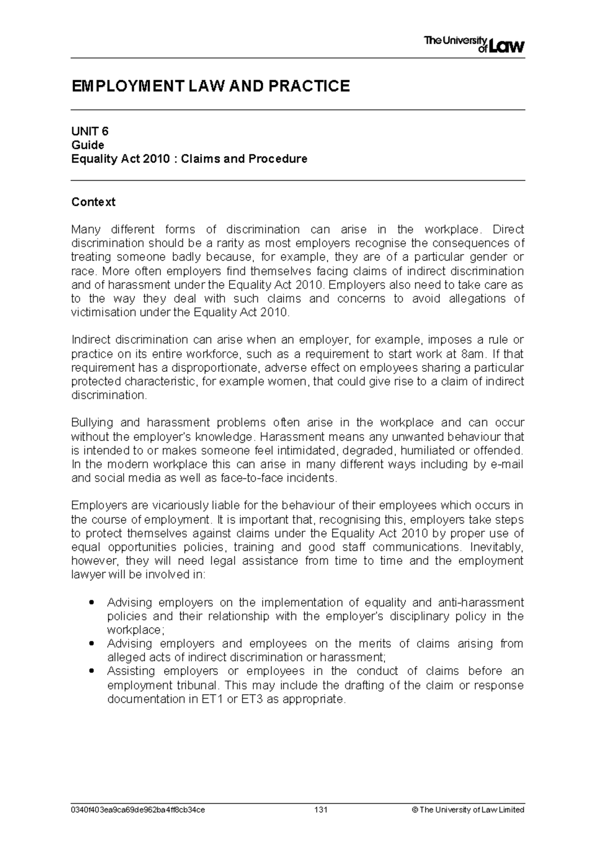 Employment Law WS8 - Comprehensive Notes on Indirect Discrimination ...