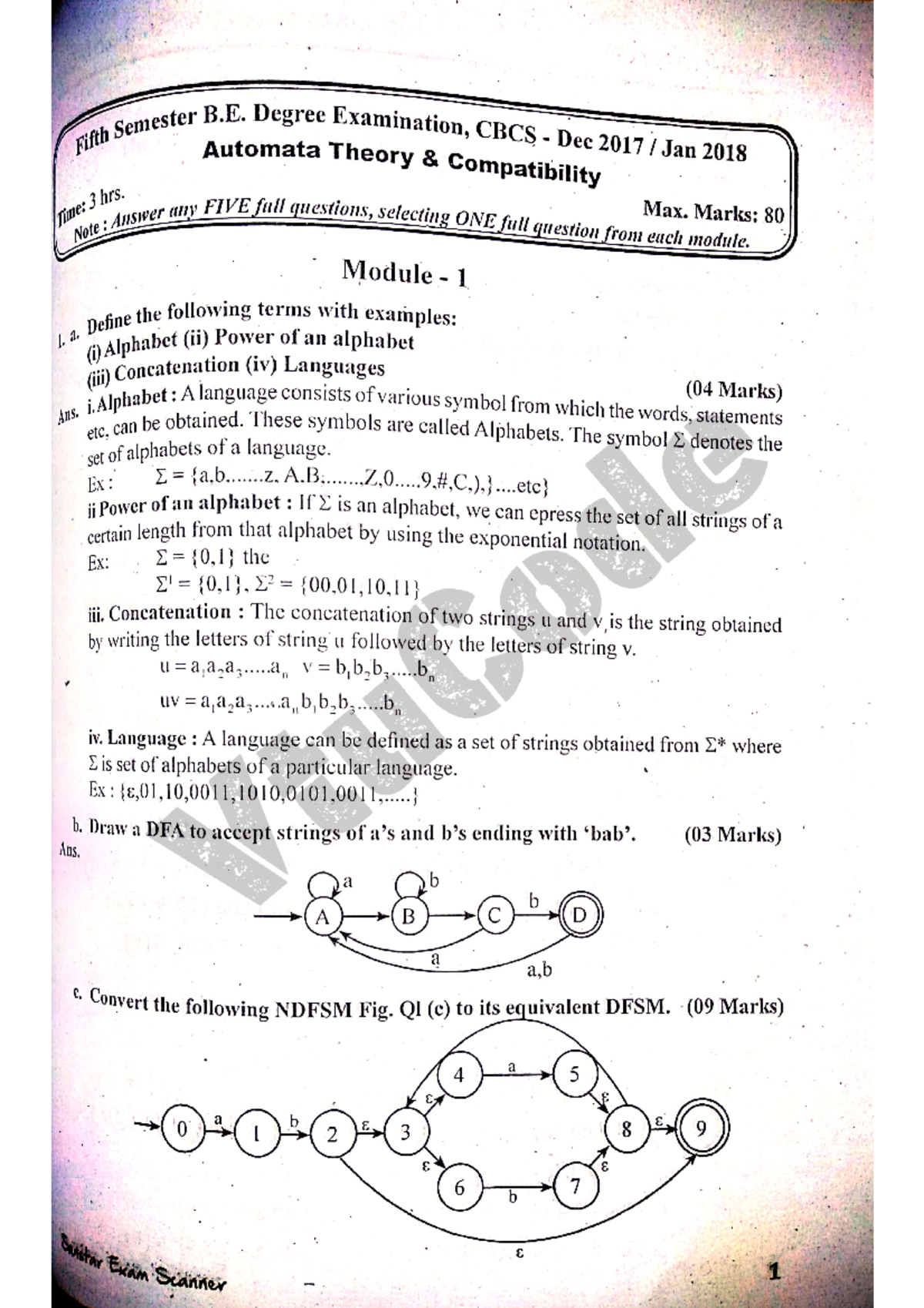 Automata Theory Solutions for Exam Preparation - Studocu