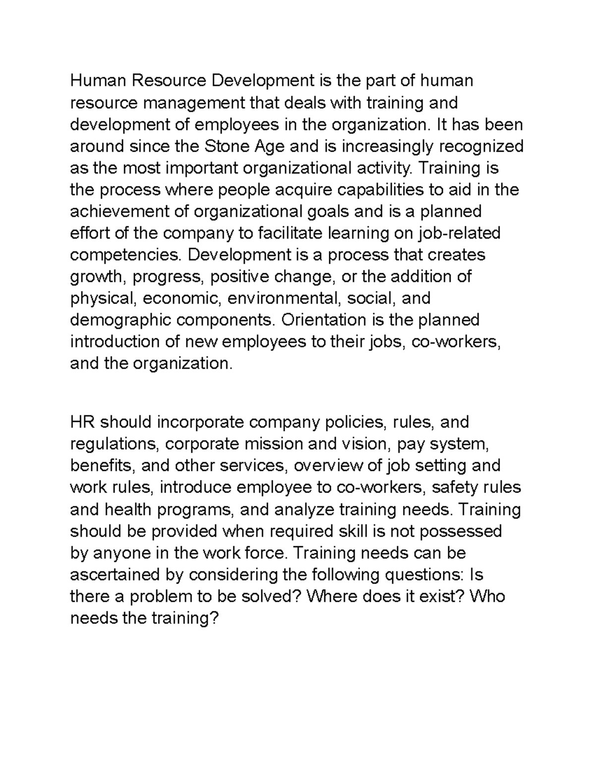 HR Training and Development: Enhancing Employee Skills and Growth - Studocu