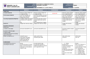 Matatag DLL WEEK 6 Science G4 - MATATAG K to 12 Curriculum Daily Lesson ...