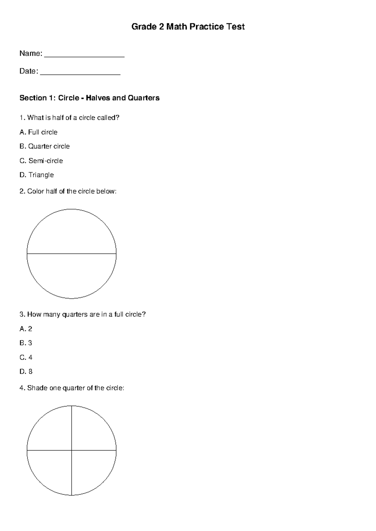 Grade 2 Math Practice Test: Understanding Shapes and Figures - Studocu