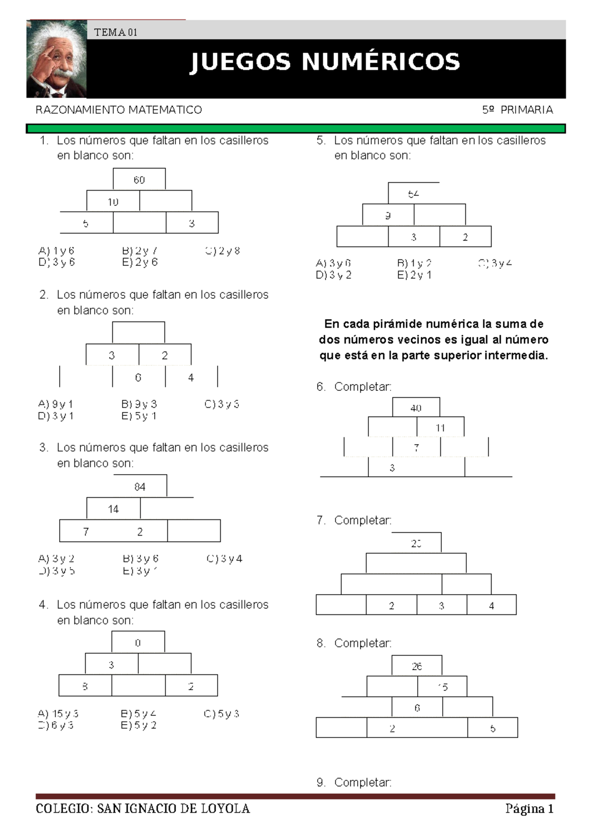 5º PRIMARIA MATEMÁTICO: Razonamiento y Juegos Numéricos - TEMA 01 a 08 ...