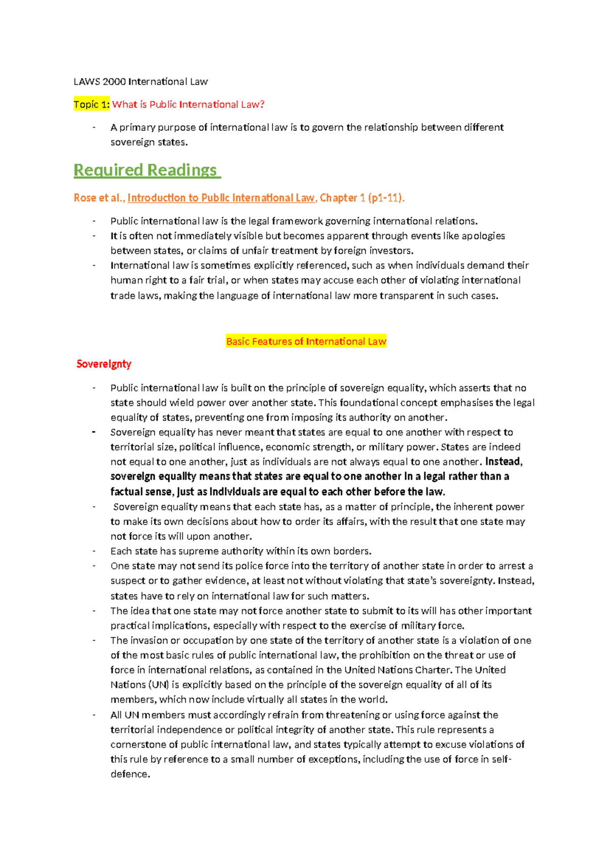 LAWS 2000 International Law Final Exam Study Notes - Studocu