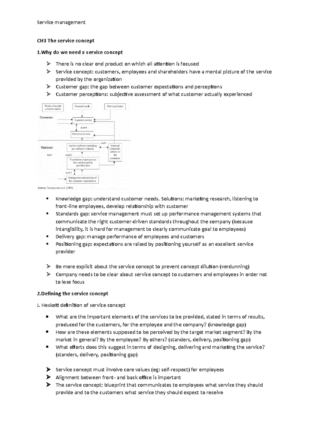 Revising Title: Service Management Insights (CH3) - The Service Concept ...