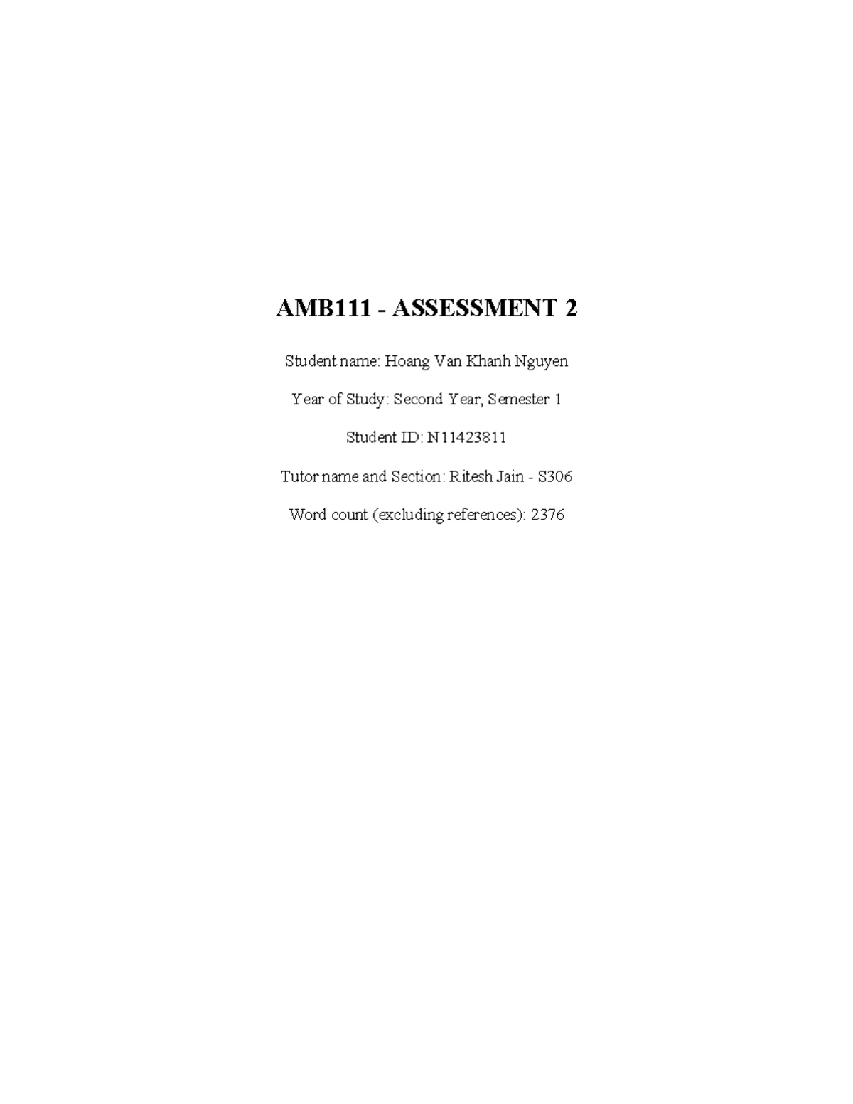 AMB223 Assessment 2: Creative Strategy for QUT's Advertising Course ...