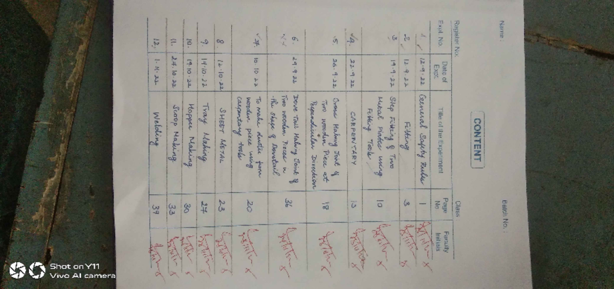 Mech lab PDF 1 - Name : Batch No. : CONTENT Register No: Class Date of ...