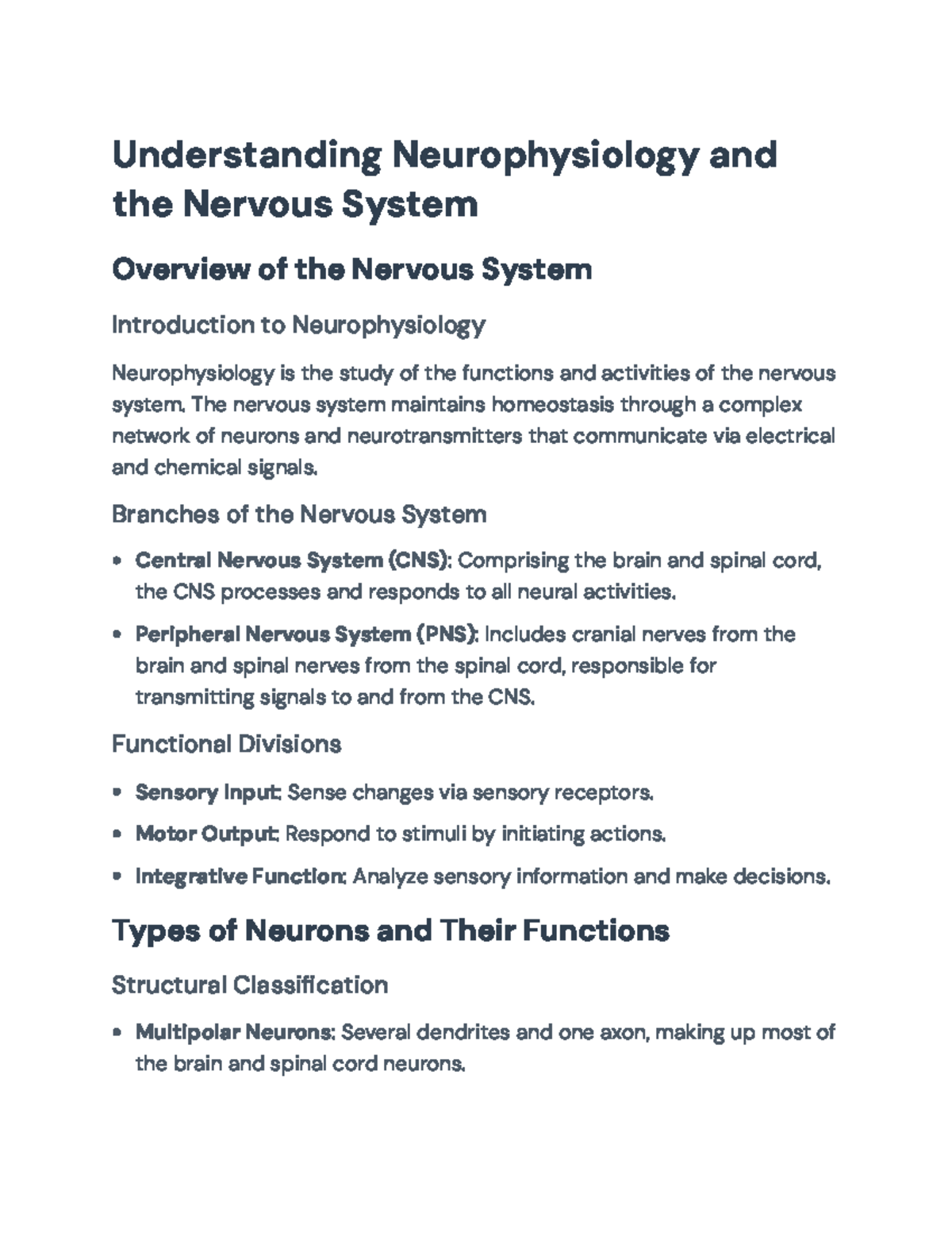 Neurophysiology & Nervous System Overview: Key Concepts & Functions ...