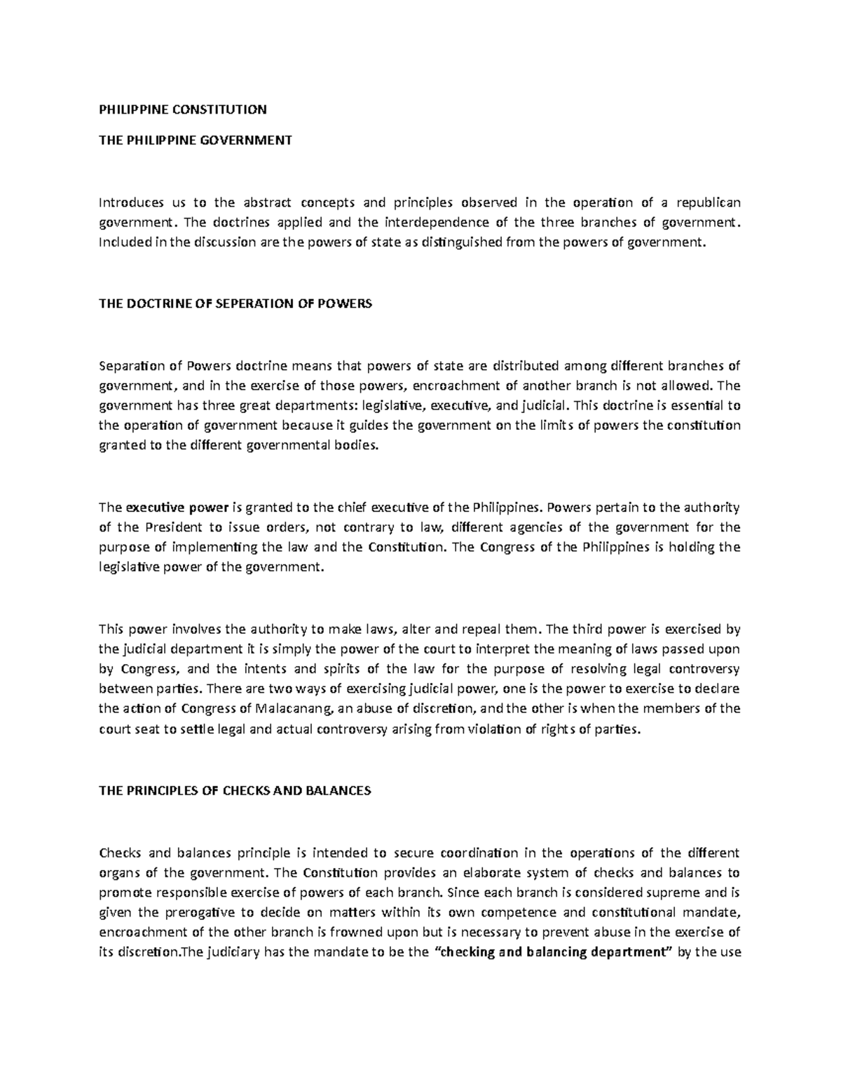 UNIT 1 Chapter 2 Philippine Constitution Lecture PART 1 Overview - Studocu