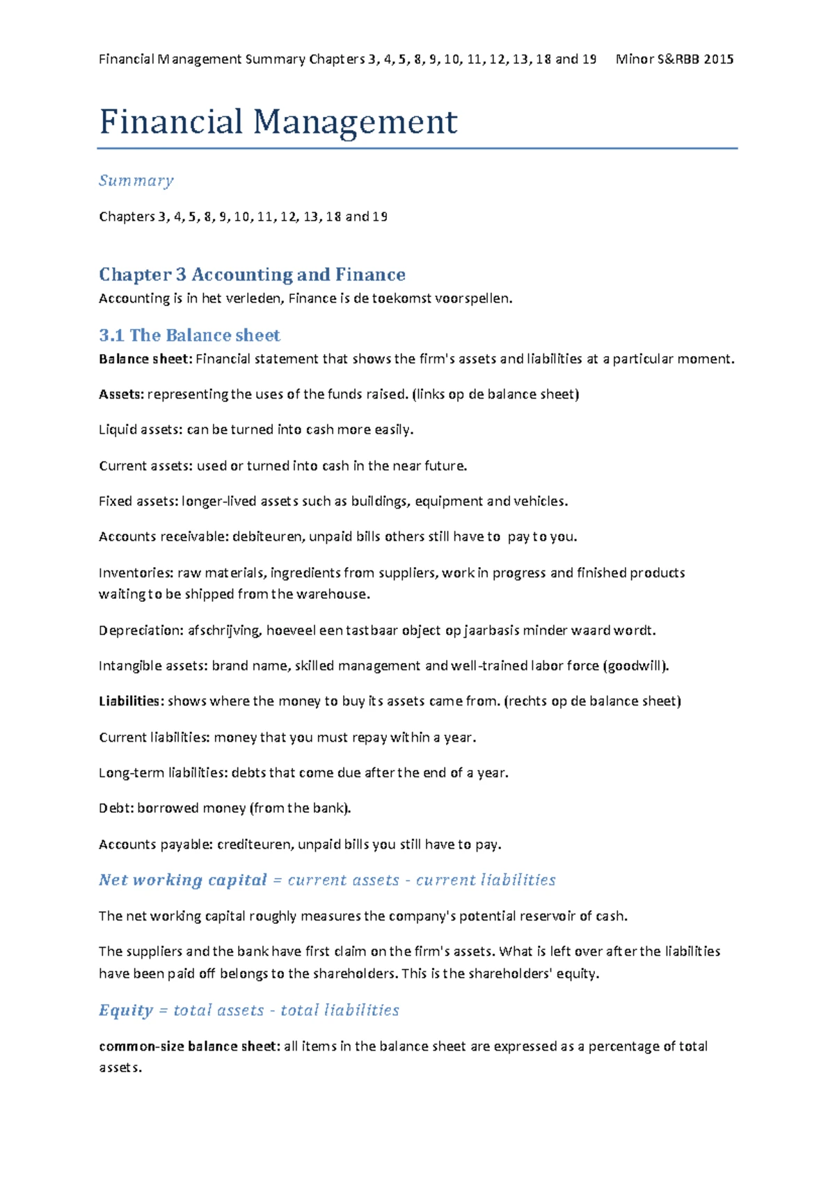 Chapter 01 - Financial Management - Chapter 1 Financial Management ...