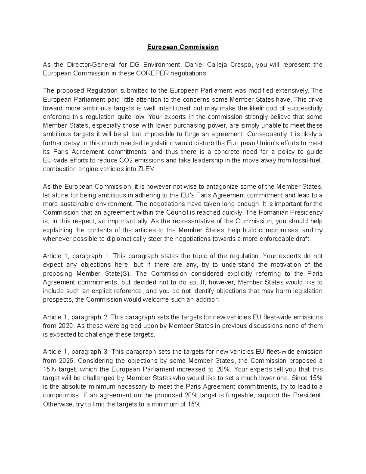 European Commission COREPER Negotiations Strategy Overview - Studeersnel