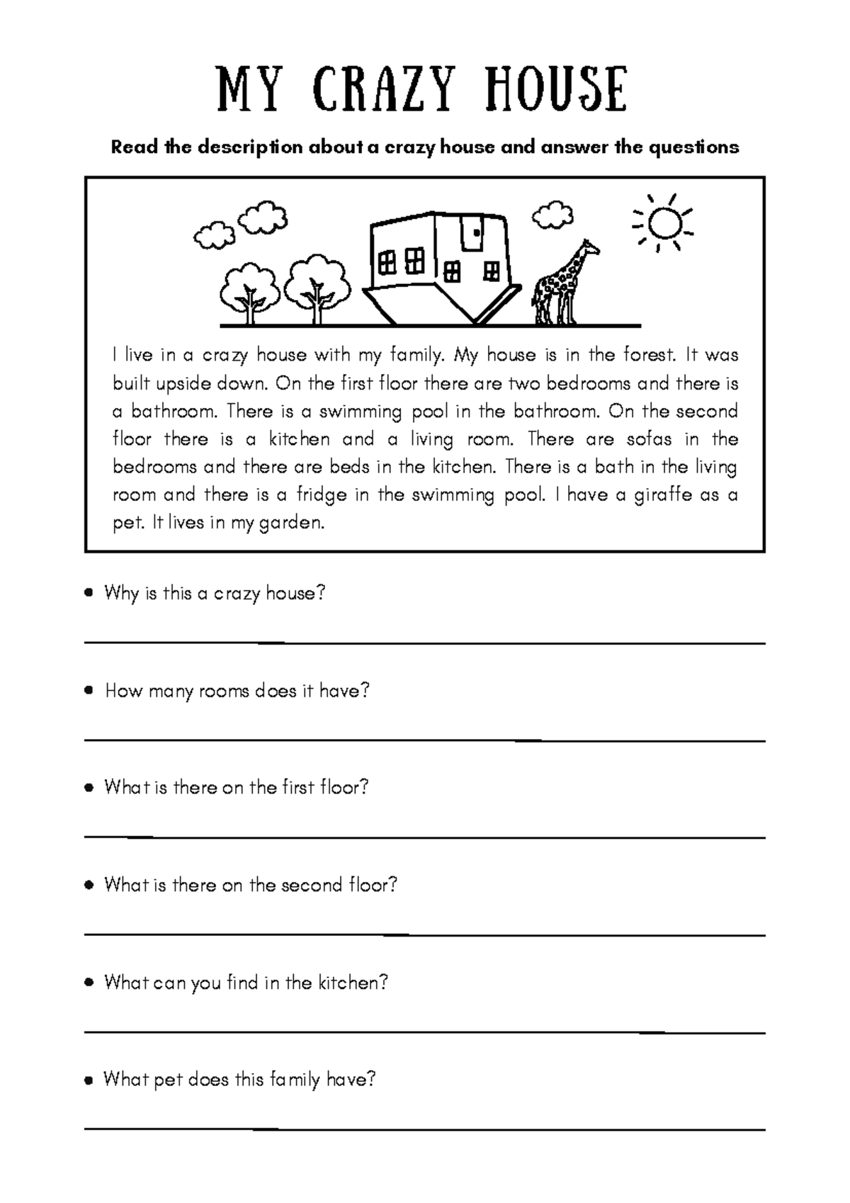 Reading Comprehension This Is My House My House Language Arts ...