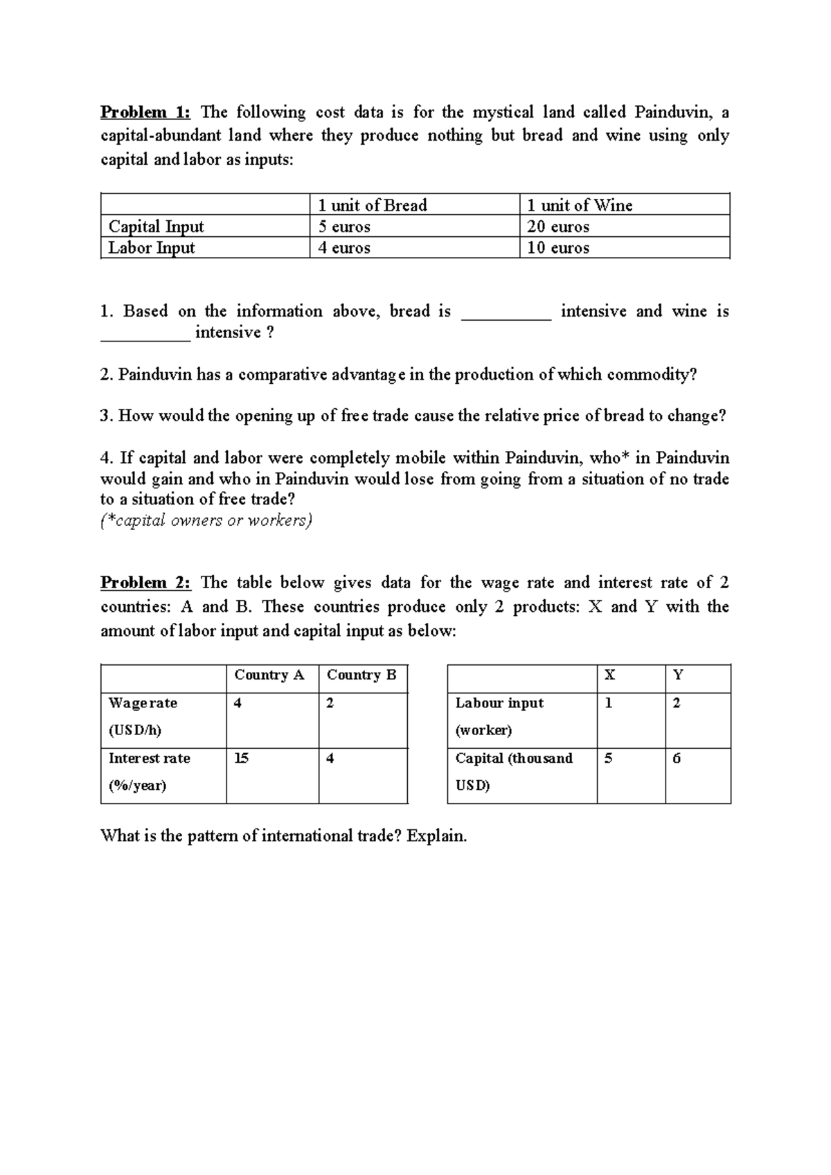 Homework for week 5 - economic analysis of trade and production - Studocu