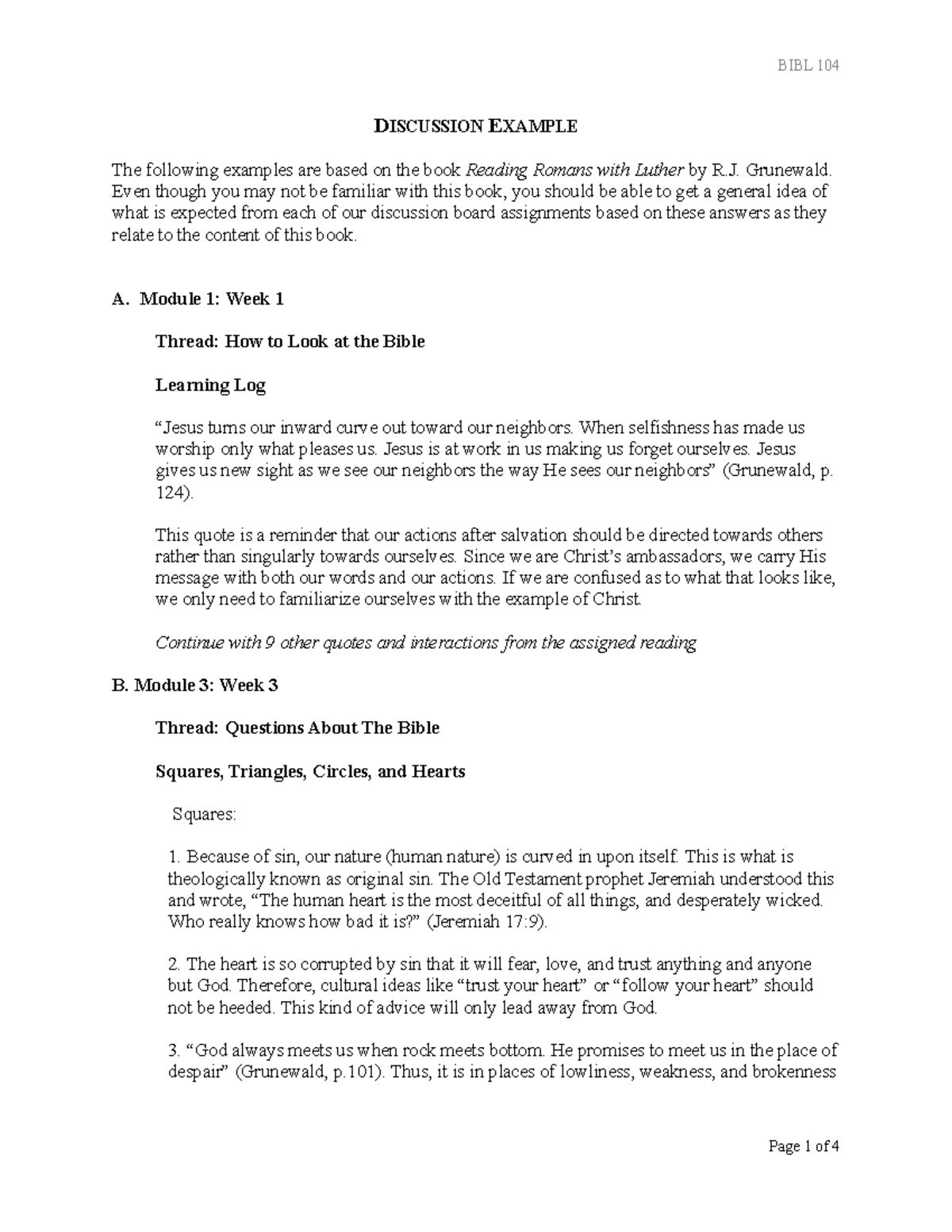 Discussion Board Assignment Template: Insights from Grunewald's Work ...