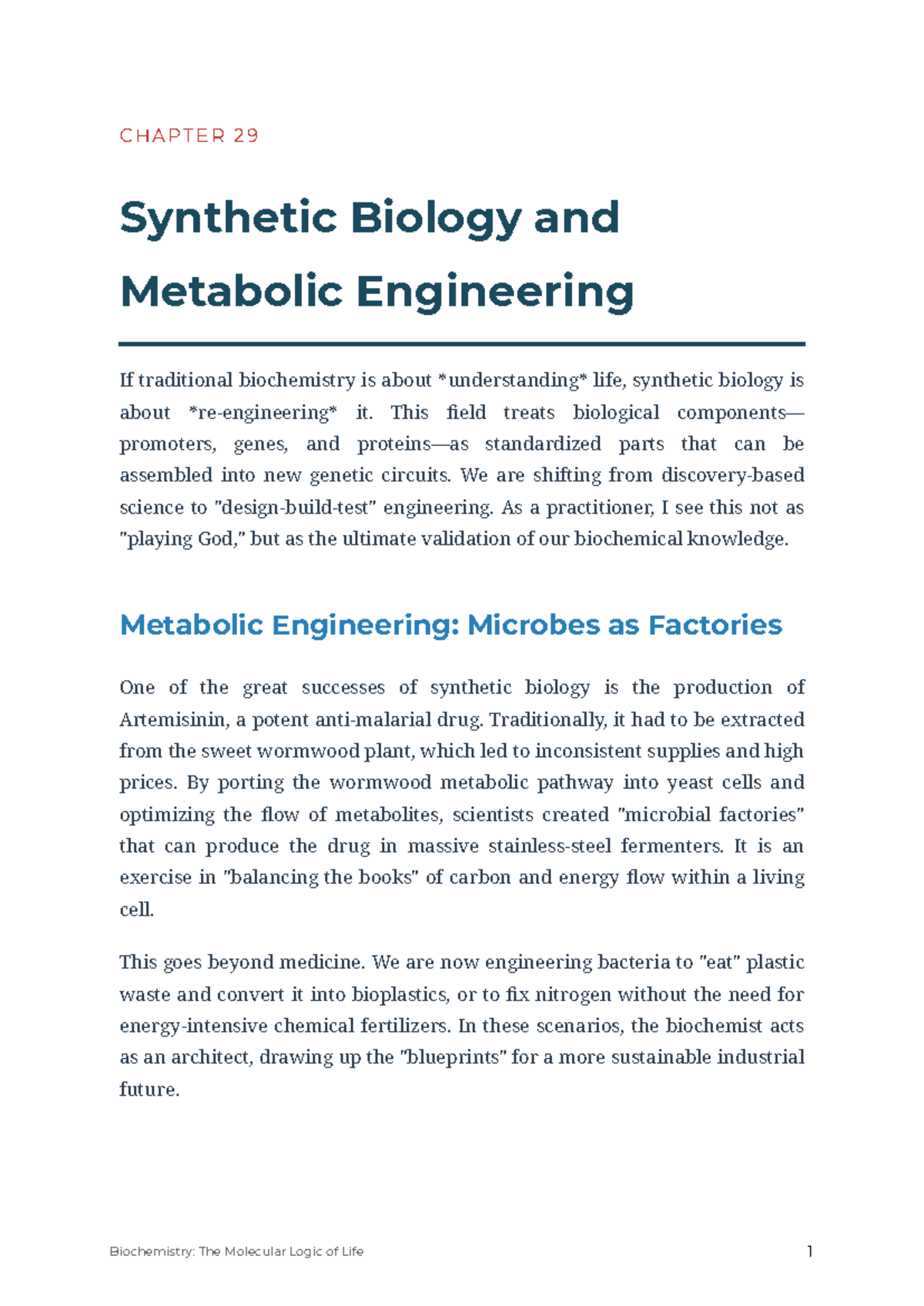 C H A P T E R 2 9: Synthetic Biology & Metabolic Eng. Insights - Studocu
