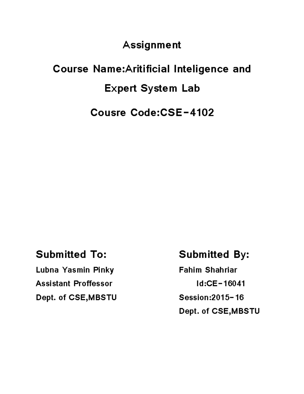 AI Assignment - CSE 101: Artificial Intelligence Class Notes - Studocu