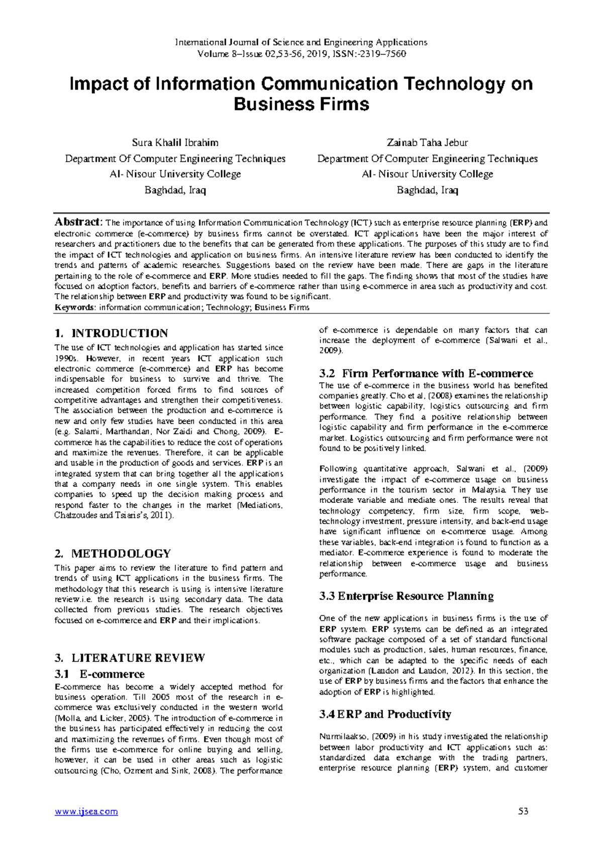 Impact of ICT on Business Firms: A Literature Review - Project - Studocu