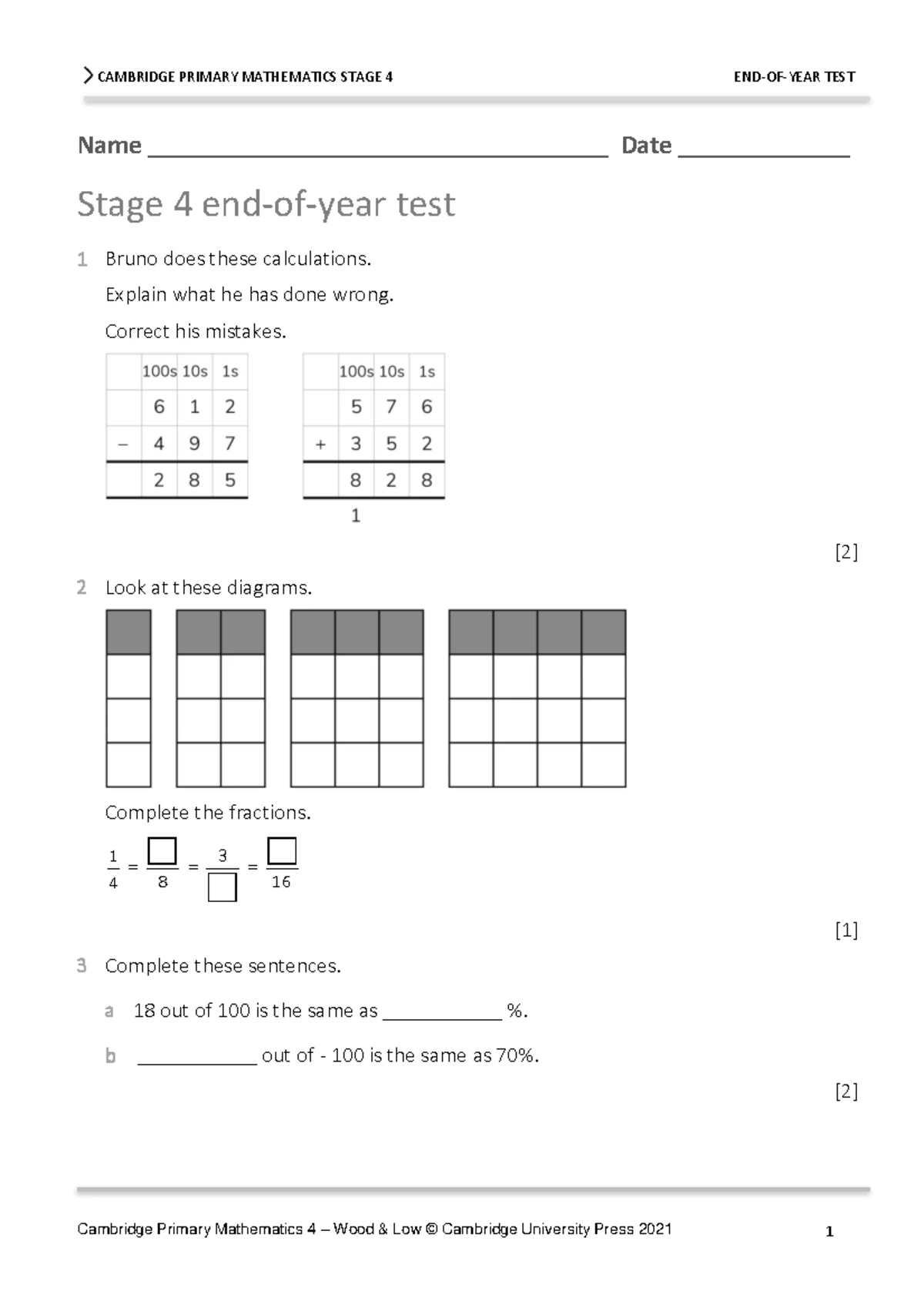 CAMBRIDGE LOWER SECONDARY MATHEMATICS 7: EOY TEST MARK SCHEME - Studocu