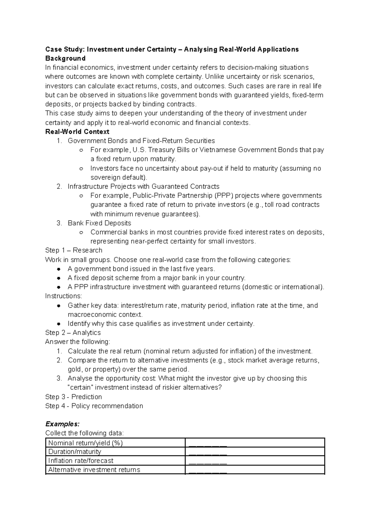 C4 Case Study: Analyzing Investment Under Certainty - Studocu
