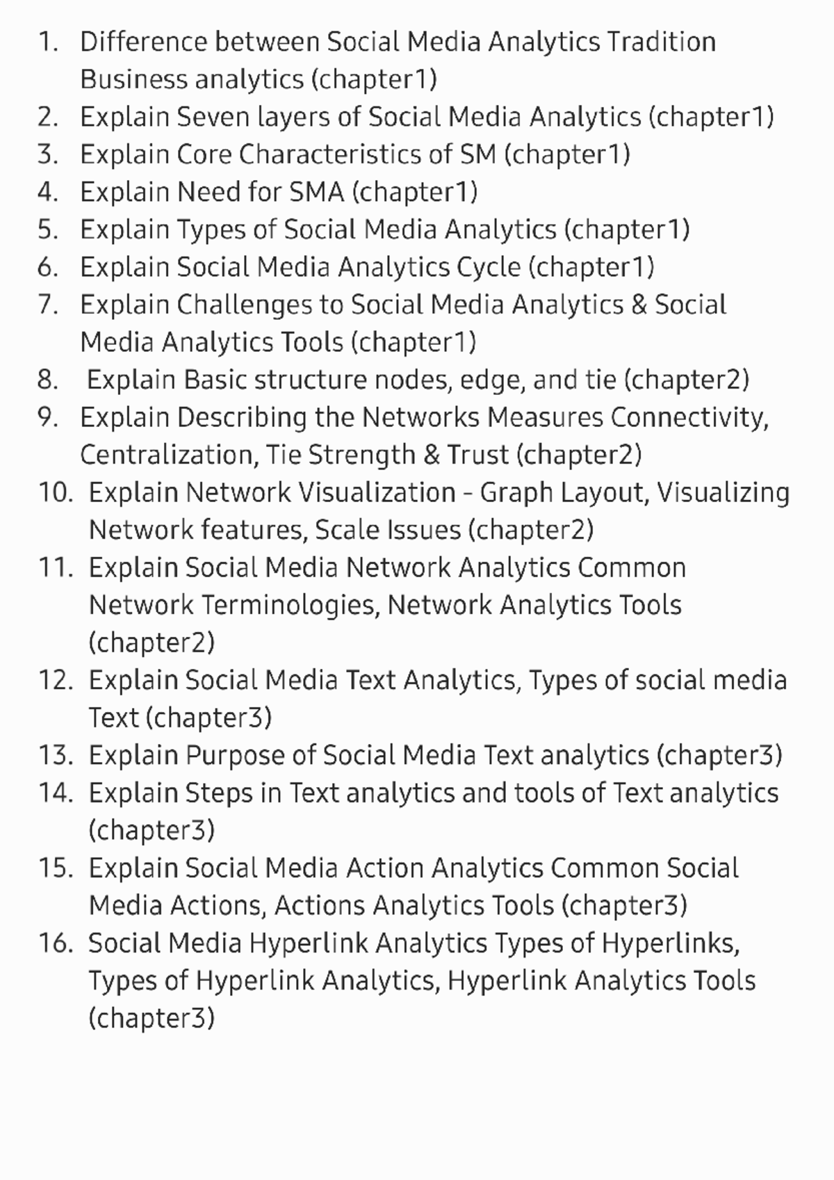 SMA Question Bank: Key Concepts & Analytics (Chapters 1-3) - Studocu