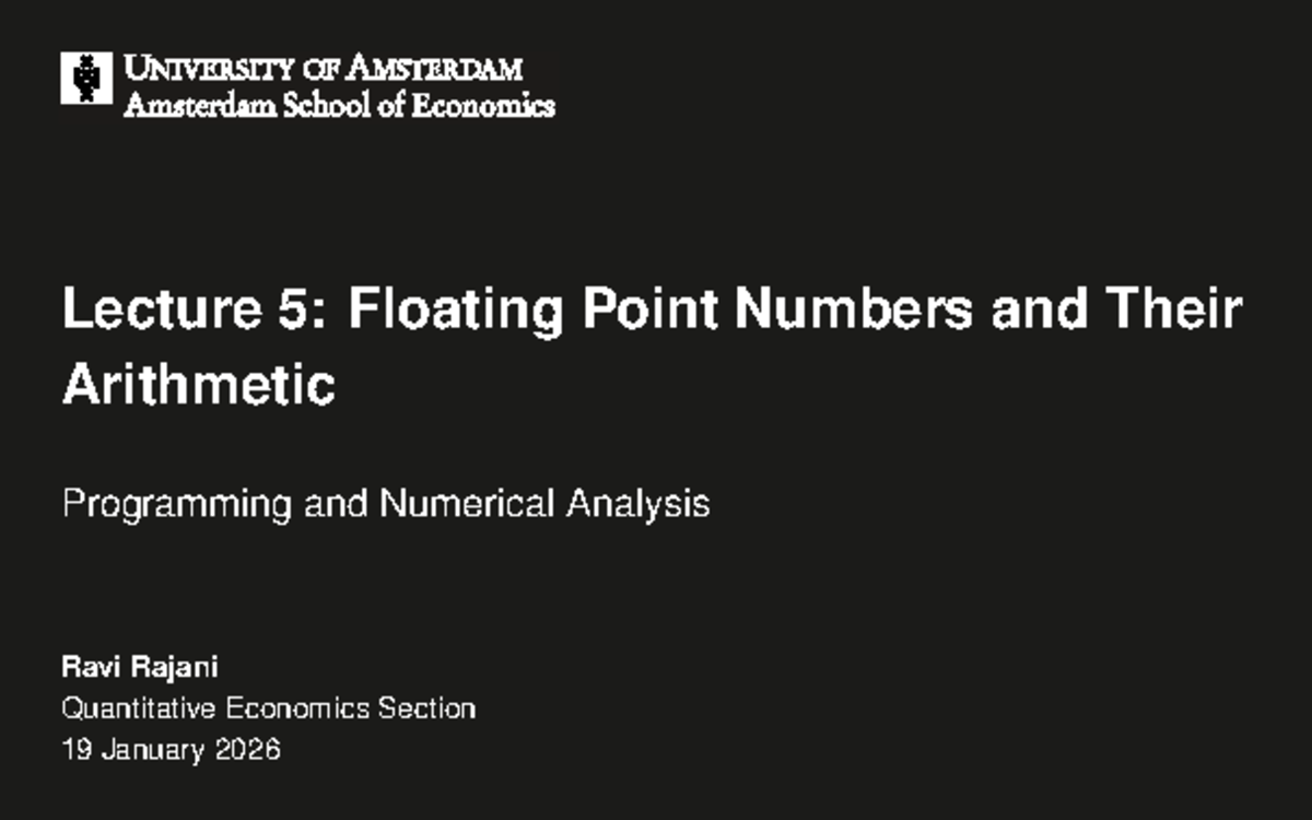 Lecture 5: Floating Point Numbers & Arithmetic (Quantitative Economics ...