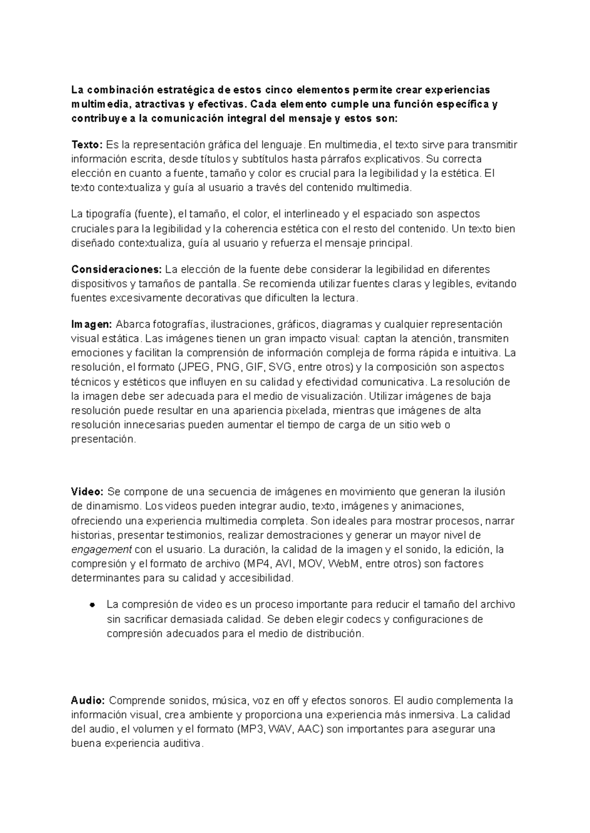 Elementos Fundamentales de la Multimedia: Texto, Imagen, Video y Audio ...