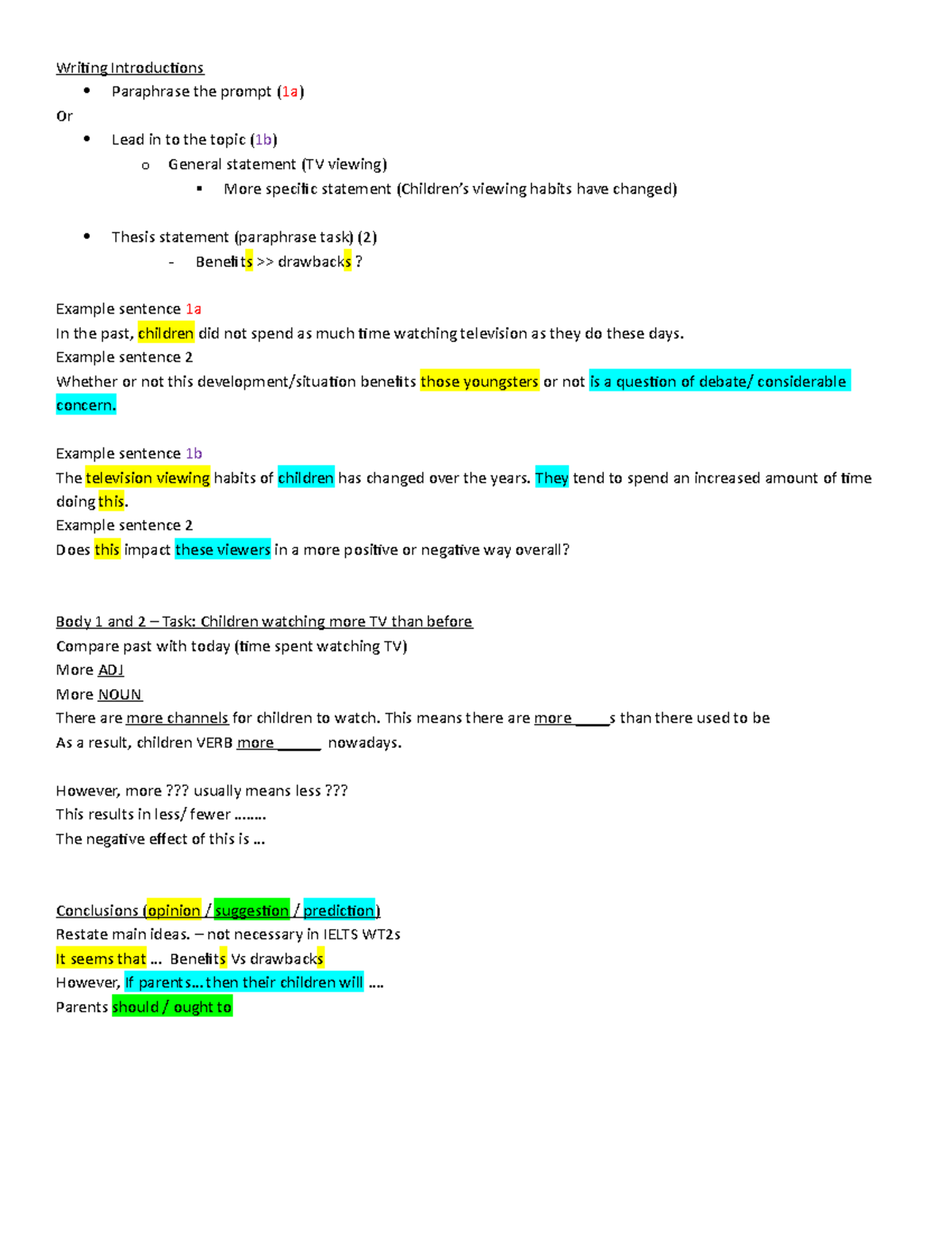 WT2 Structure and Task Response - Writing Introductions Paraphrase the ...