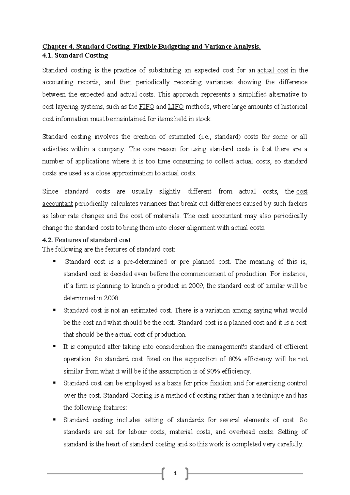 Chapter 4 - Standard Costing & Variance Analysis Insights - Studocu