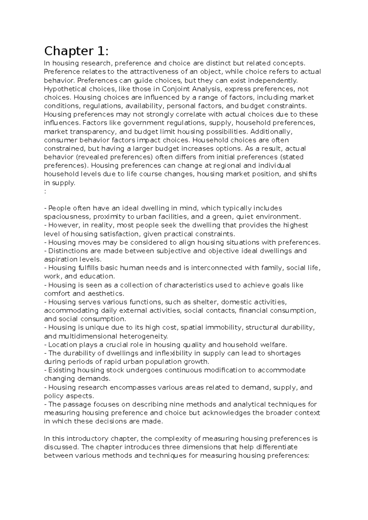Summary Report: Healthy Sustainable Living Environments (Chapter 1 & 5 ...
