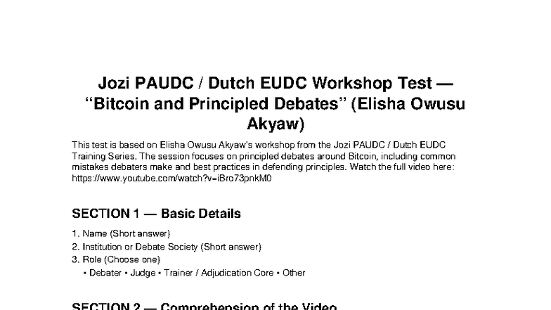 Elisha Owusu Akyaw's PAUDC Dutch EUDC Workshop Test on Principled ...