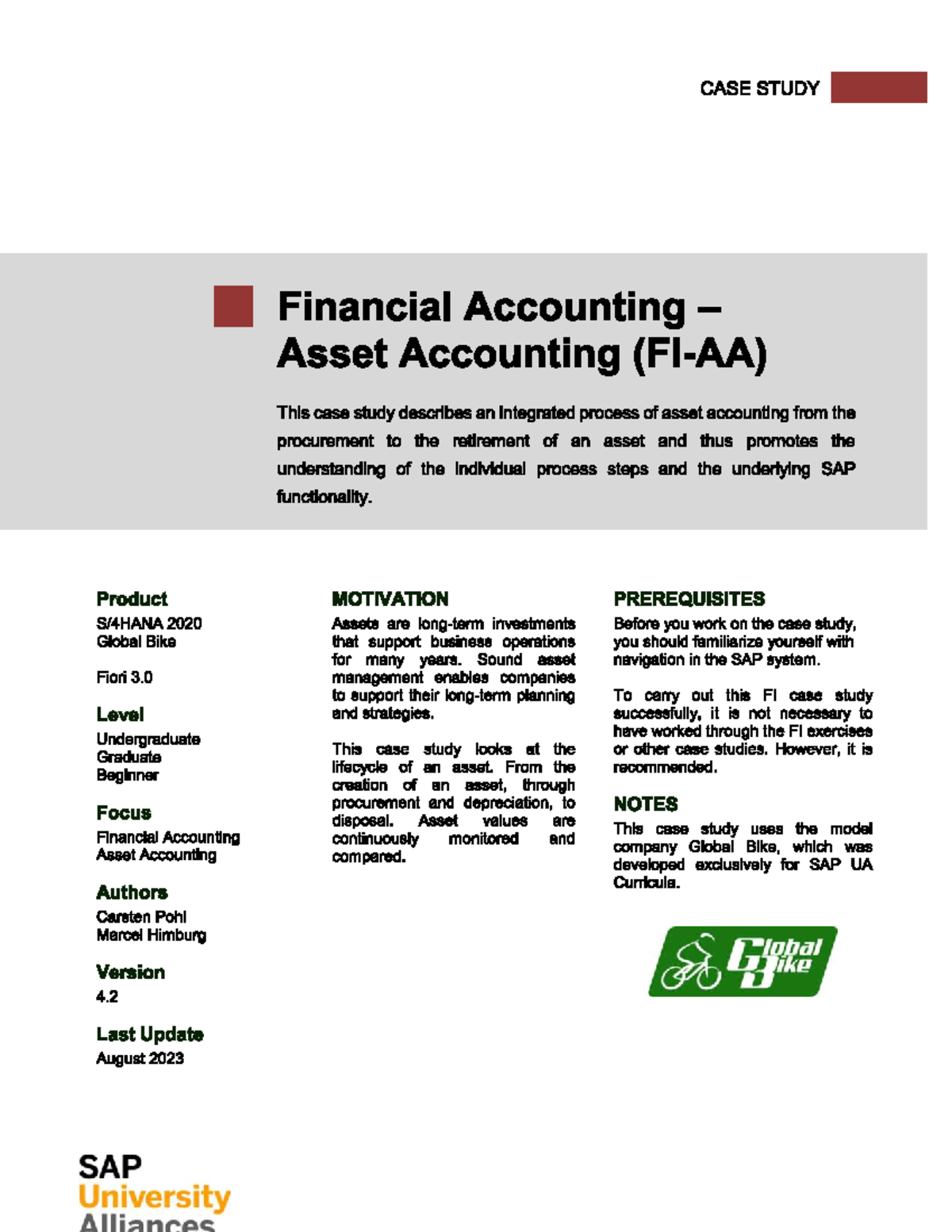 CASE STUDY FI MM: Asset Accounting Lifecycle with Global Bike - Studocu