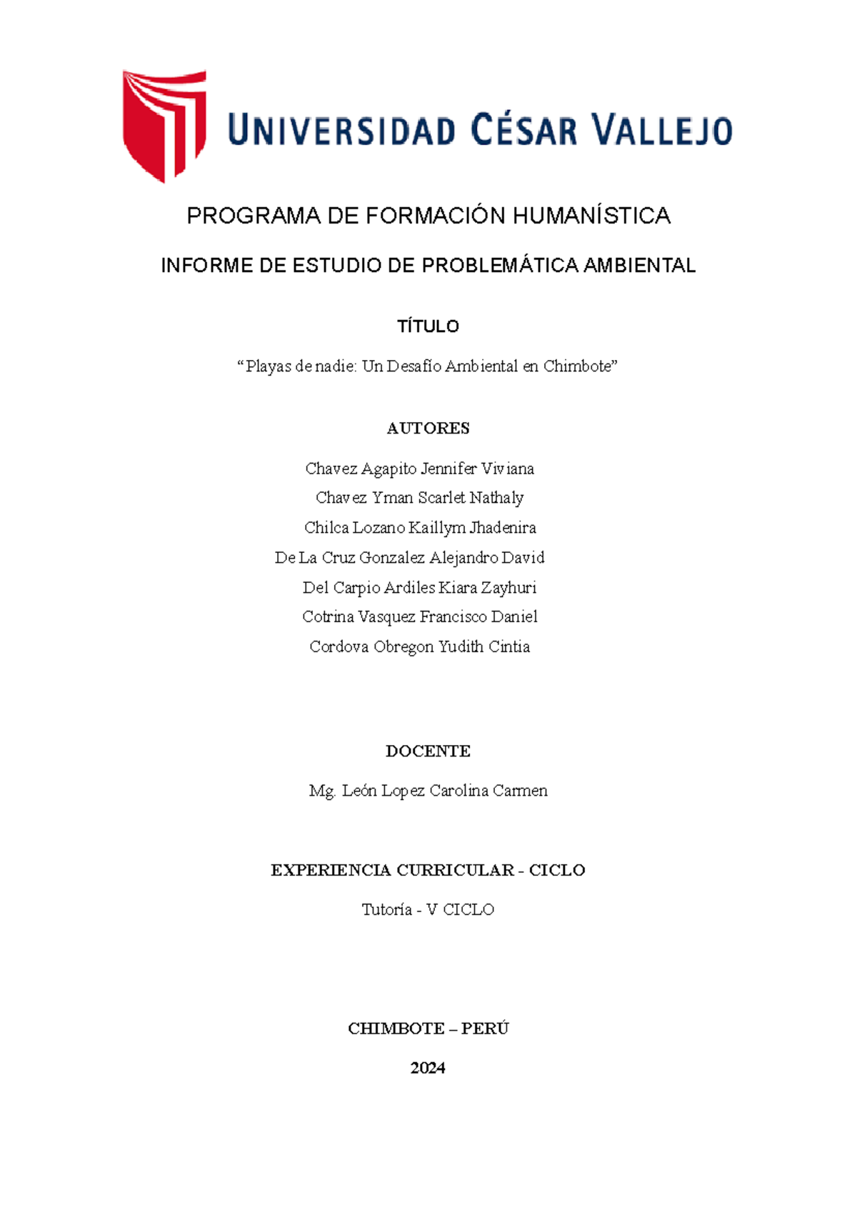 Informe de Estudio sobre la Problemática Ambiental en Chimbote ...