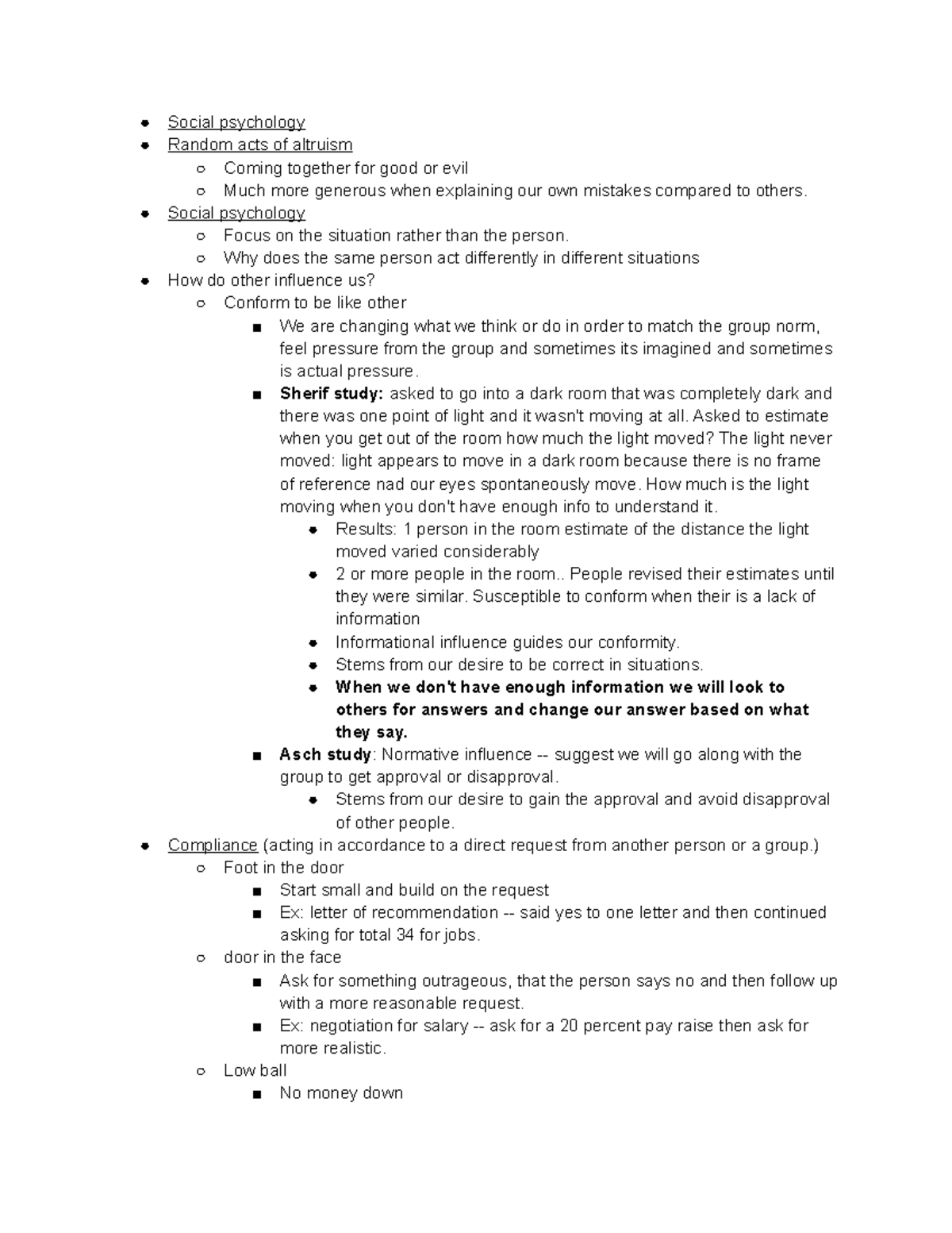 Psyc 101 unit 3 - Exam 3 lecture notes from Dr. Dotovich class - Social ...