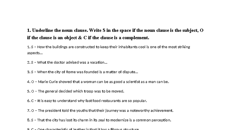 Assignment 7N - Noun and Subordinate Clause Identification and Analysis ...
