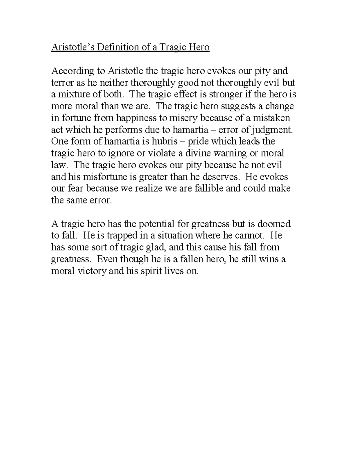 Tragic Hero Analysis - GGGG: Aristotle's Definition and Characteristics ...