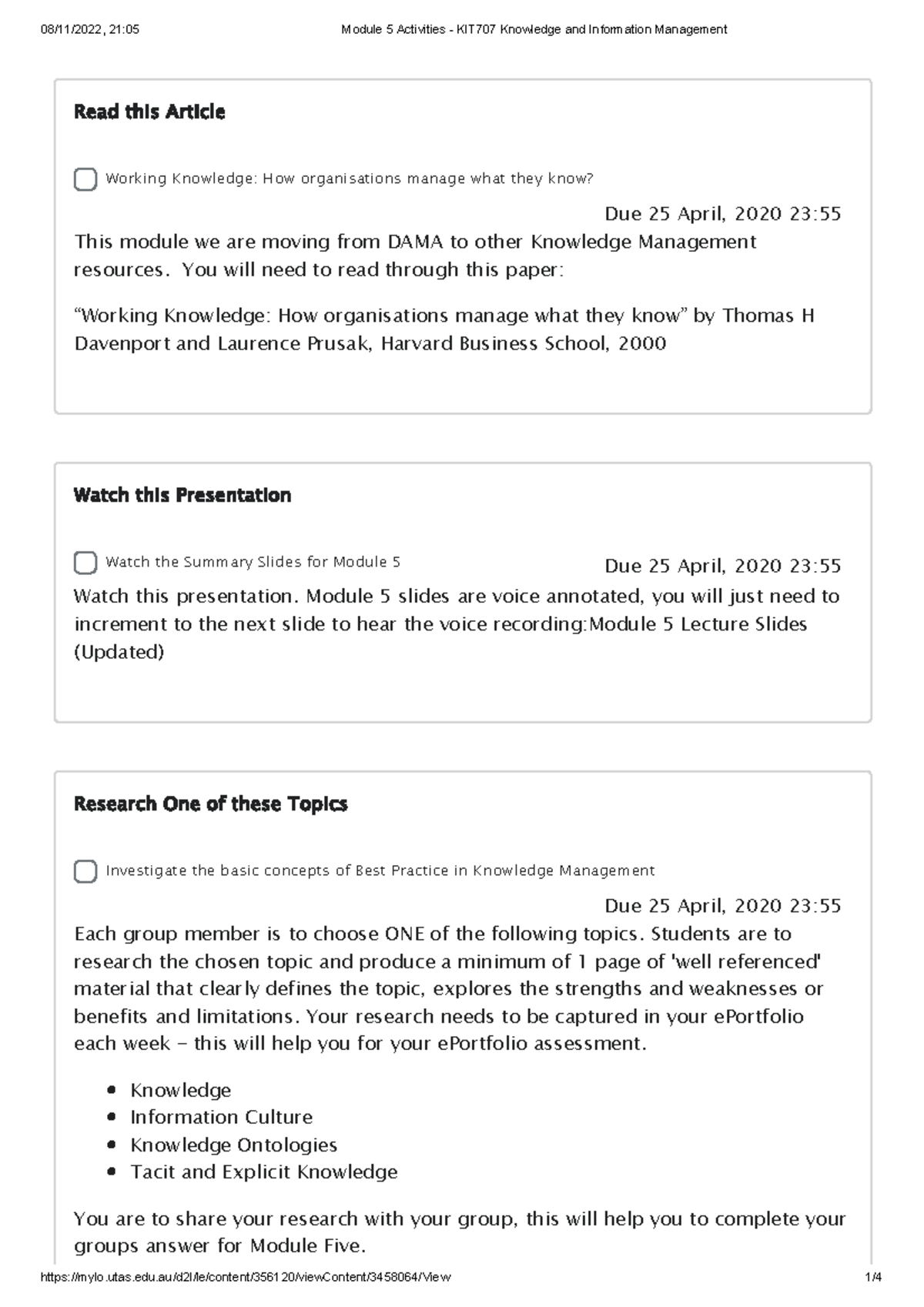 Module 5 Activities - KIT707 Knowledge and Information Management ...