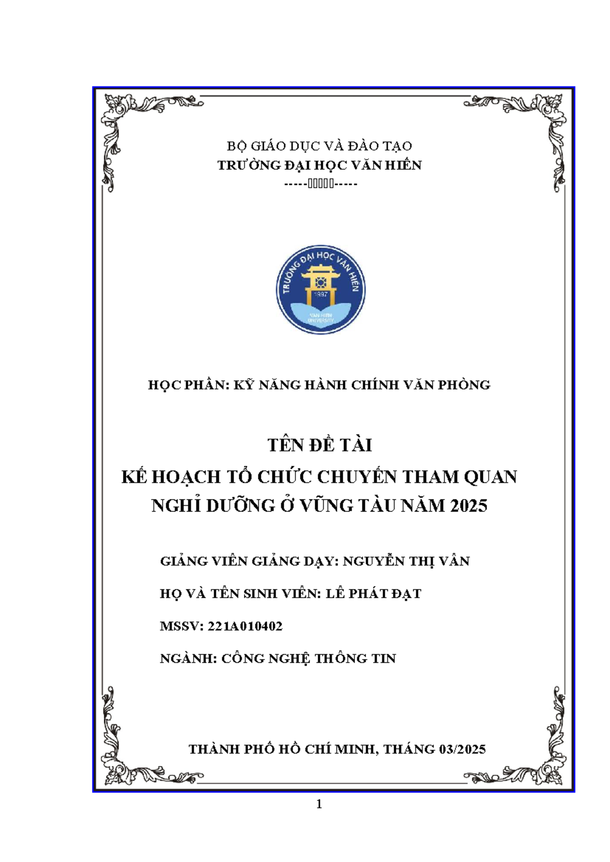 Kế Hoạch Tổ Chức Chuyến Tham Quan Nghỉ Dưỡng Ở Vũng Tàu Năm 2025 - Kỹ Năng Hành - Document Preview