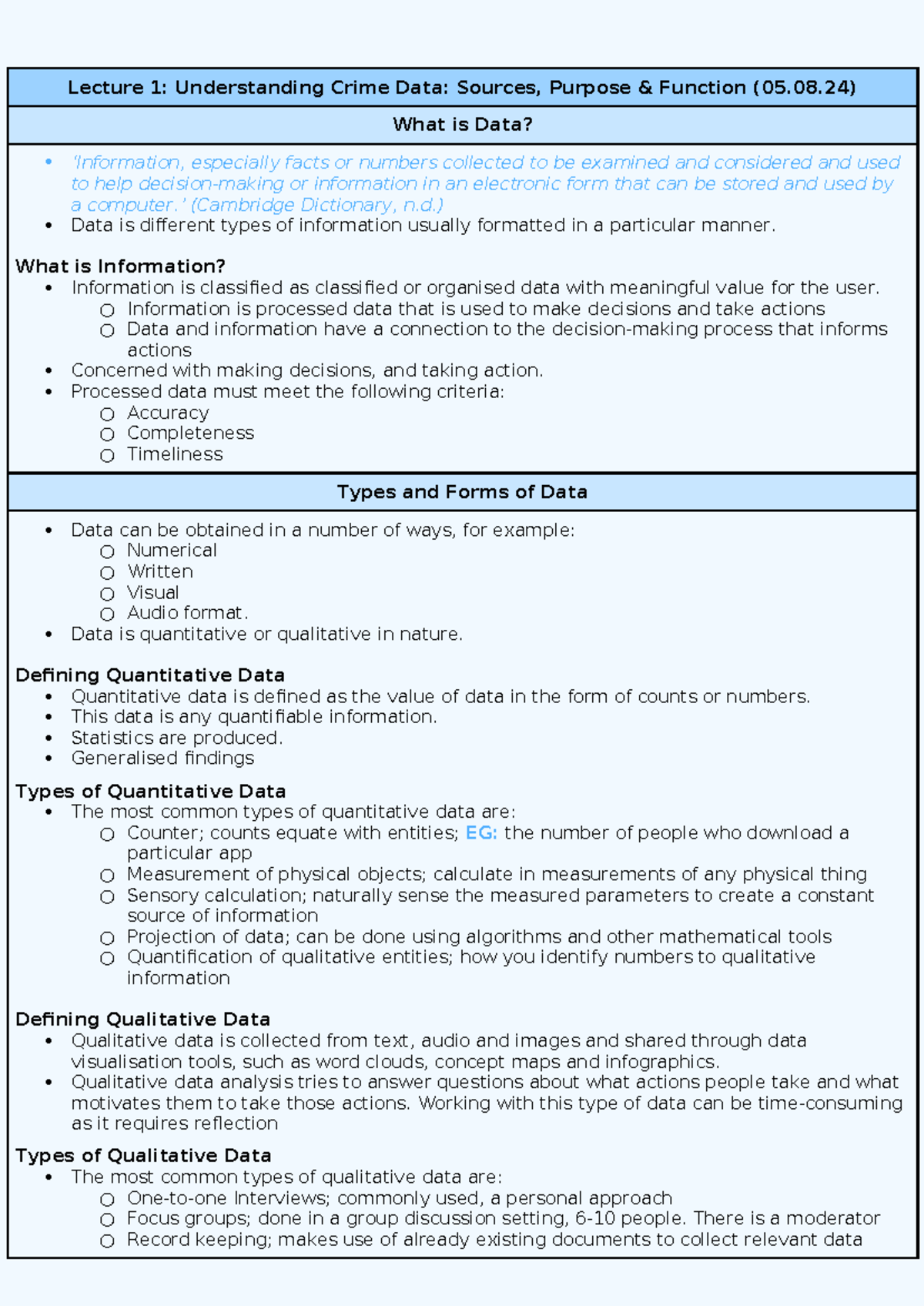 Lecture 1: Understanding Crime Data and Its Analysis (CRIM101) - Studocu