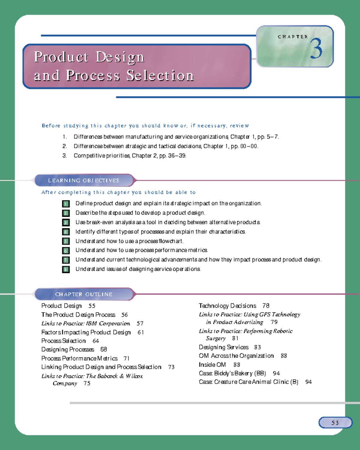 CHAPTER 3: Product Design and Process Selection (0471347248) - Studocu
