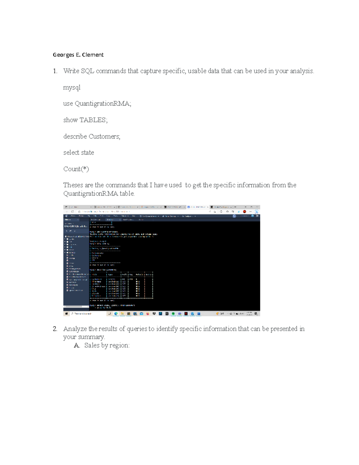 DAD 220 Module 5 Major Activity - Georges E. Clement Write SQL commands ...