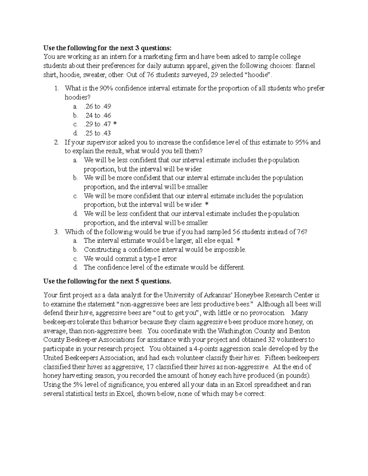 Statistics and Hypothesis Testing Assessments (STAT 101) - Studocu