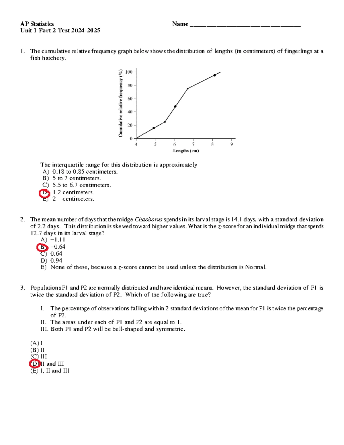 AP Statistics Unit 1 Part 2 Test - Comprehensive Practice Questions ...