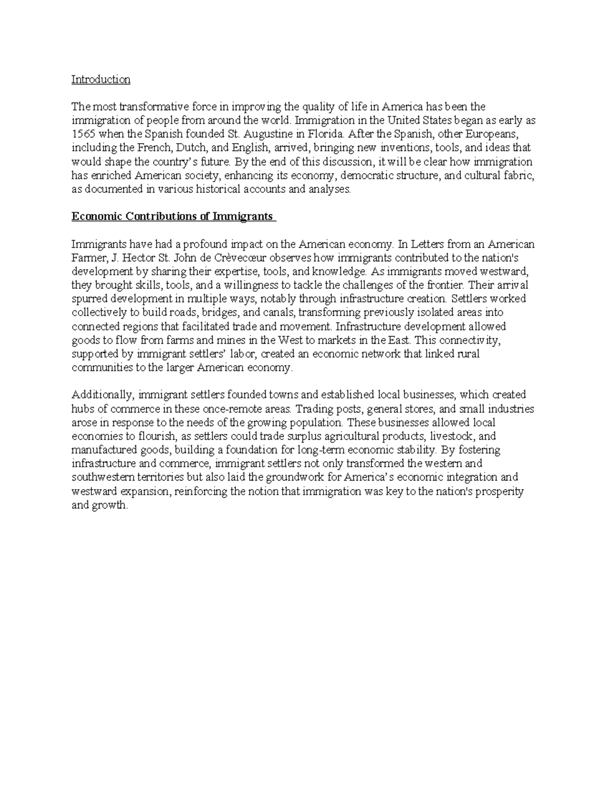 Research Paper - The Impact of Immigration on American Society - Studocu