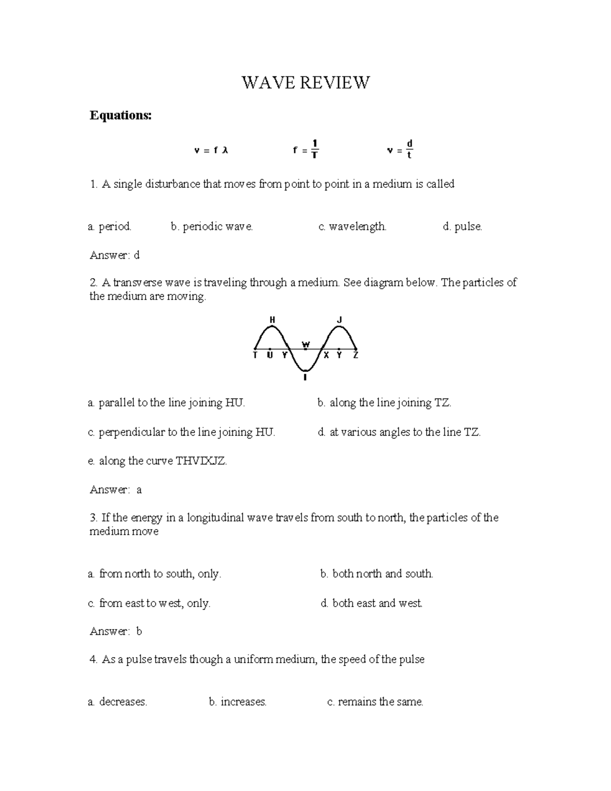 Wave Review: Key Concepts and Equations for Physics 101 - Studocu