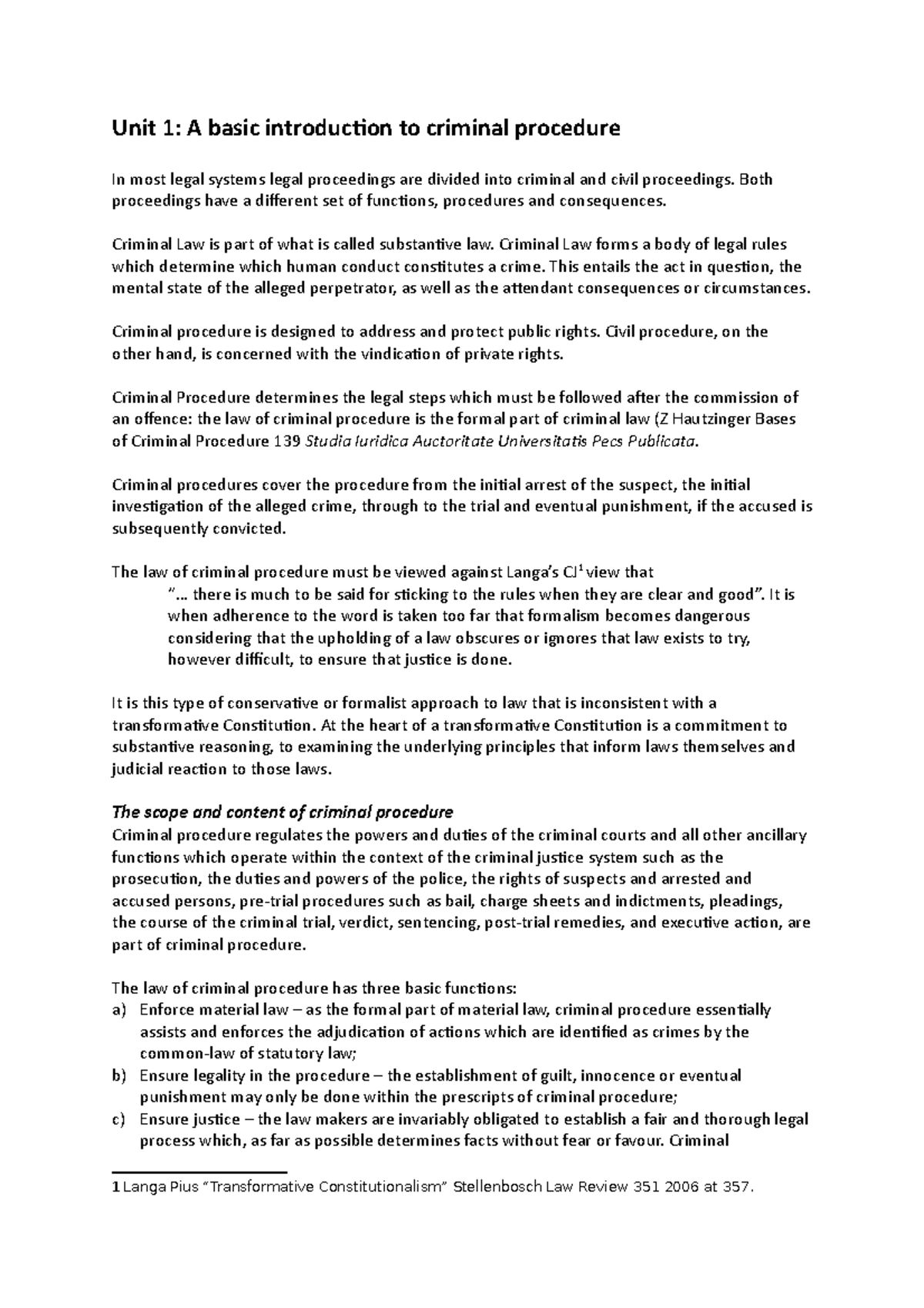 CPR3701 Final Study Notes: Introduction to Criminal Procedure - Studocu