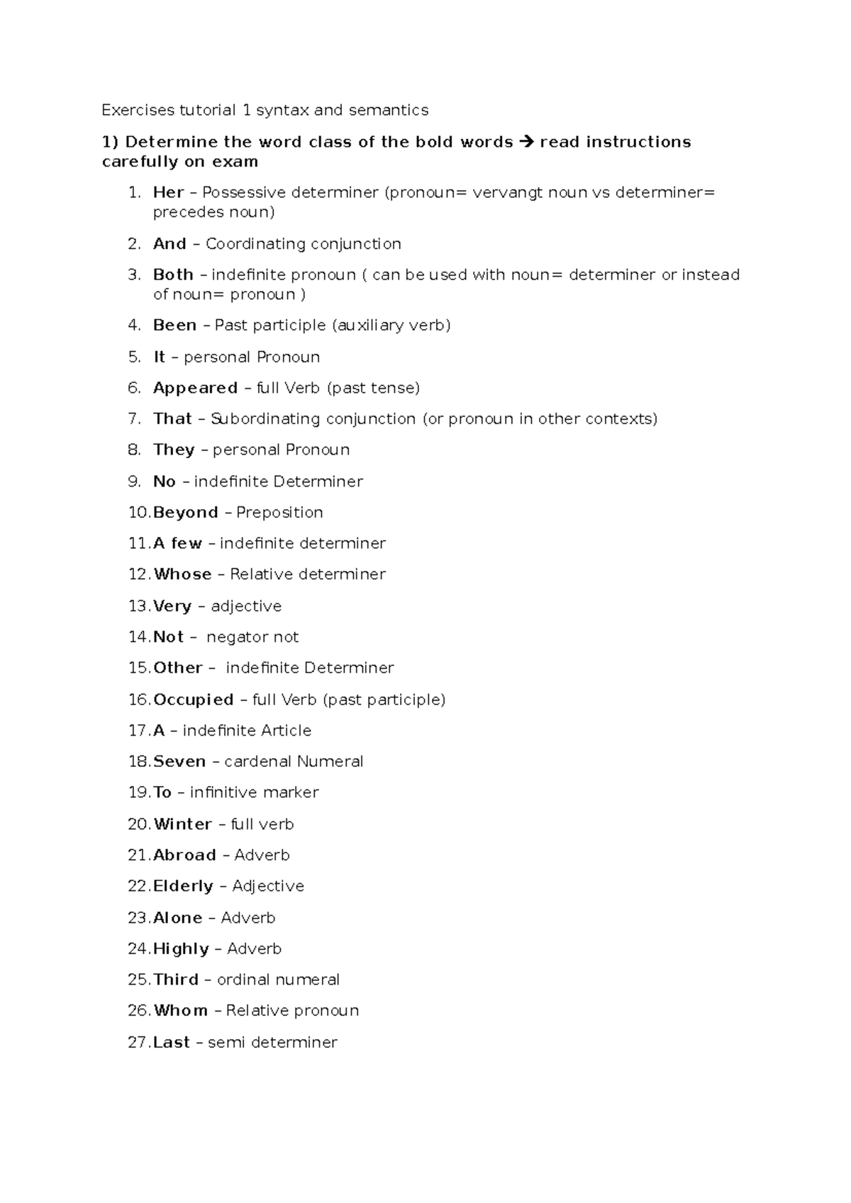 Tutorial 1 Syntax & Semantics Exercises - Studocu